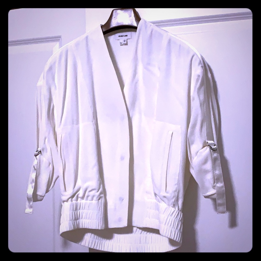 Helmet Lang cream bomber jacket